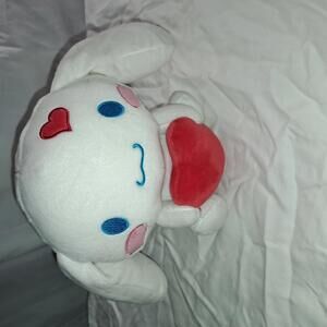 Adorable White Plush Bunny Holding Red Heart
